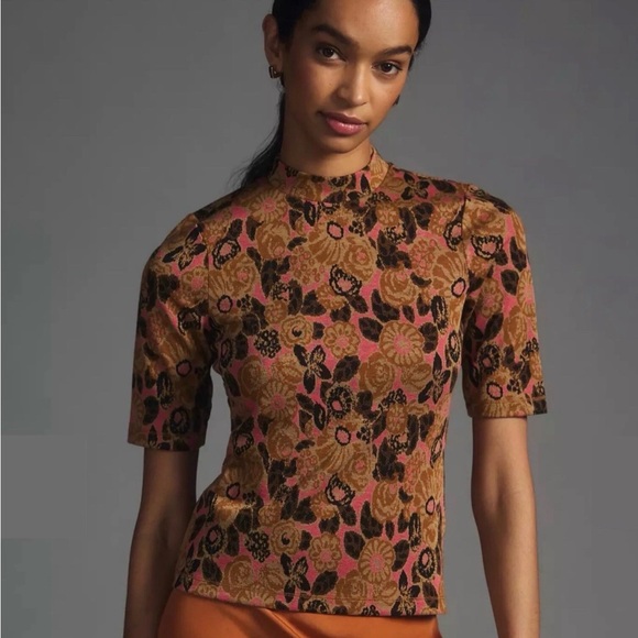Anthropologie Tops - Anthropologie (Maeve) Brown and Pink Floral Blouse